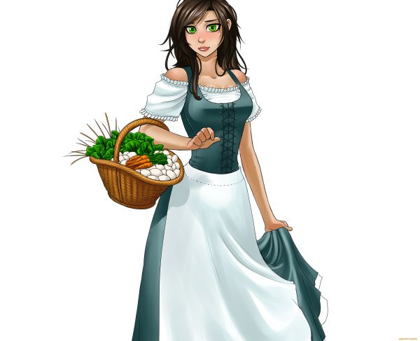 Девушка с корзинкой рисунок