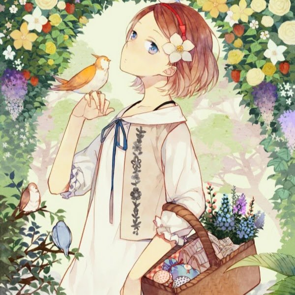 Аниме девушка с корзинкой