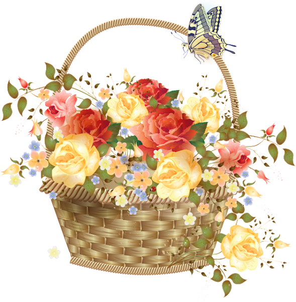 Корзинка с цветами на прозрачном