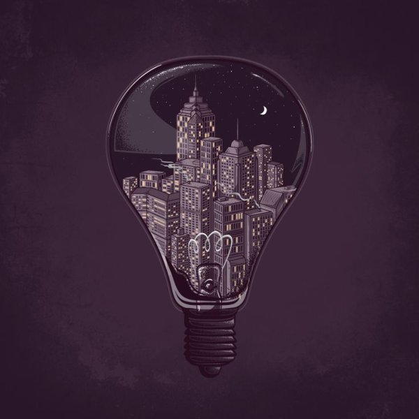Лампочка а внутри город