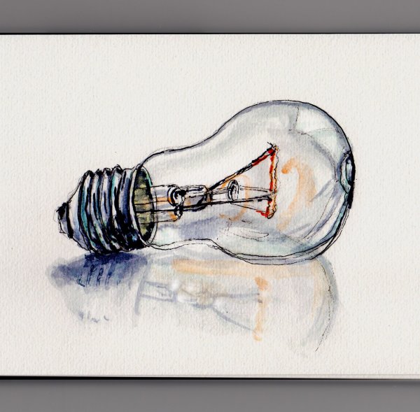 Лампочка рисунок карандашом