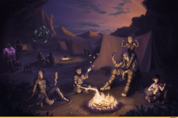 Лагерь в лесу ДНД арт