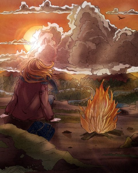 Люди у костра арт