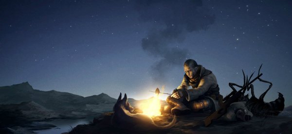 Люди у костра арт