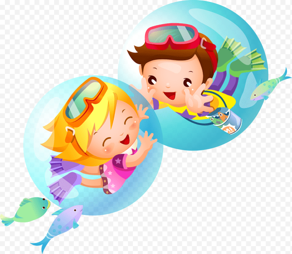 Дети в бассейне вектор