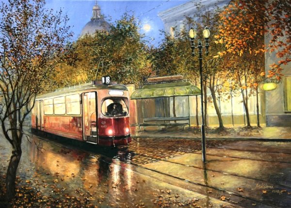 Живопись Пятигорск красный трамвай