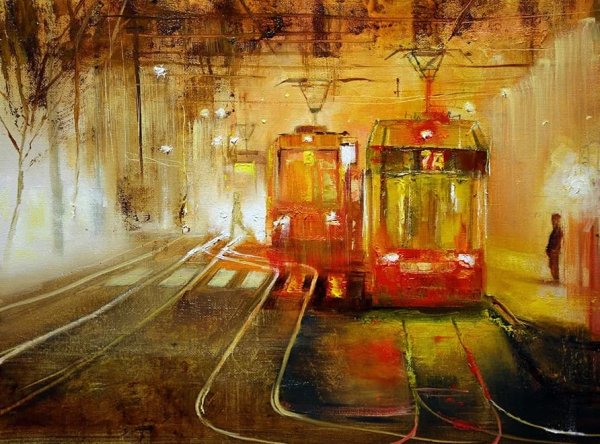 Старый трамвай картина