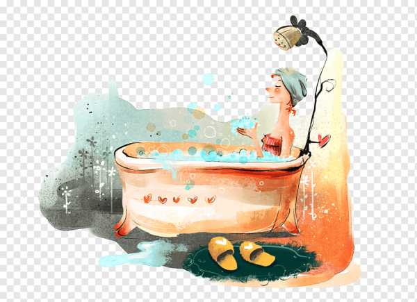 Нарисованная девушка в ванной