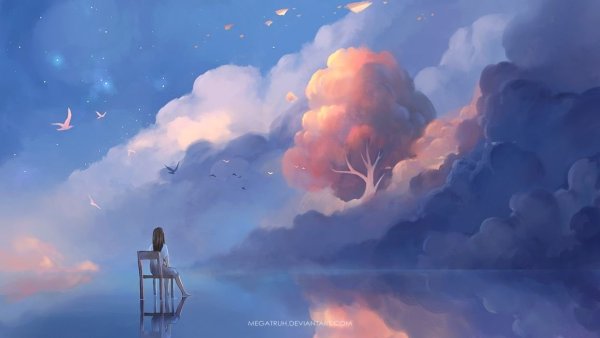 Сидит на облаке арт