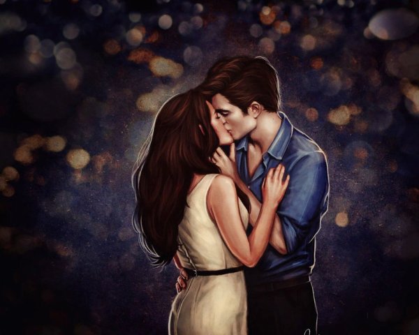 Эдвард и Белла поцелуй арт