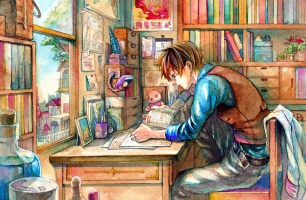 Парень с книгой арт