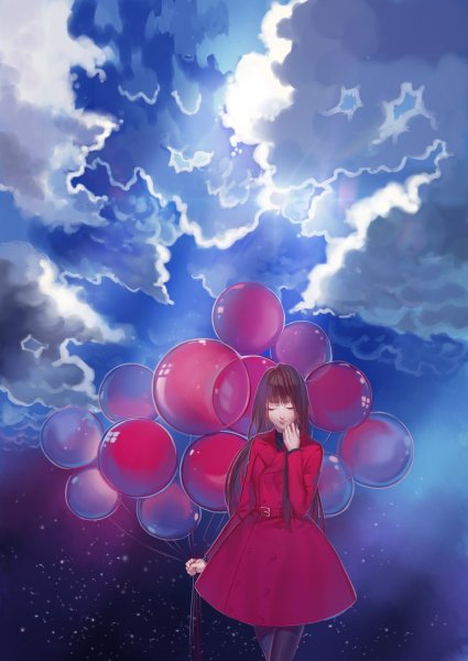 Аниме девушка с шарами