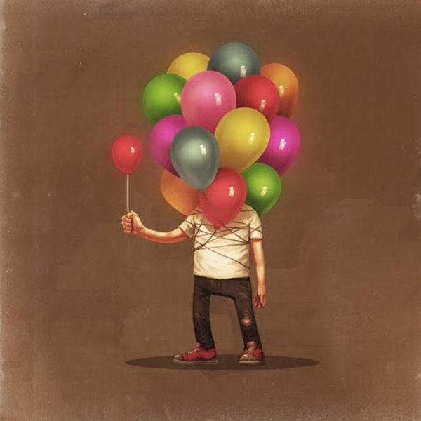 Мужчина с воздушными шарами