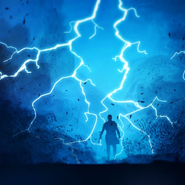 Молния на синем фоне