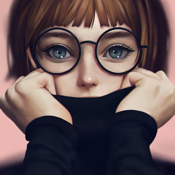 Девушка в круглых очках арт