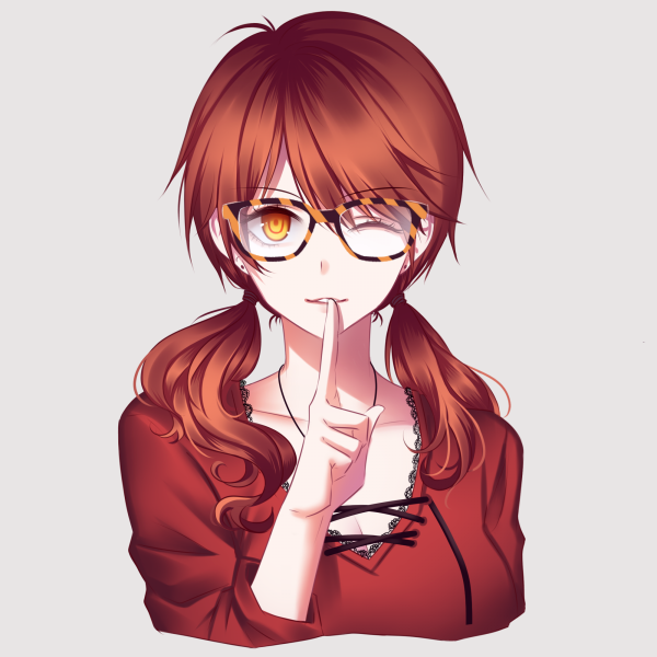 Аниме рыжая с очками