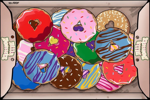 Мультяшные пончики арт коллаж