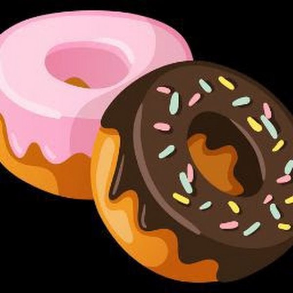 Пончик с шоколадом мультяшный