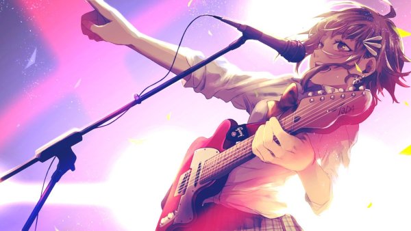Аниме девушка с электрогитарой