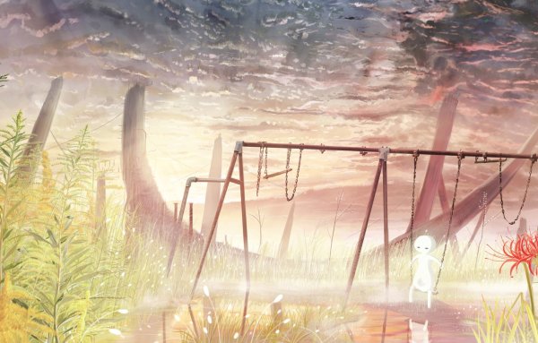 Пейзаж с качелями