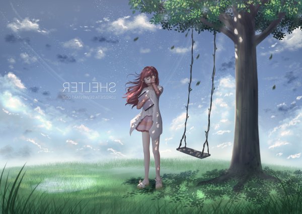 Аниме качели на дереве