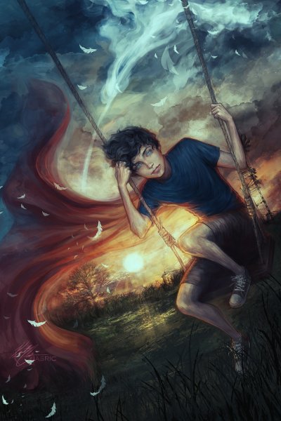 Мальчик на качелях арт