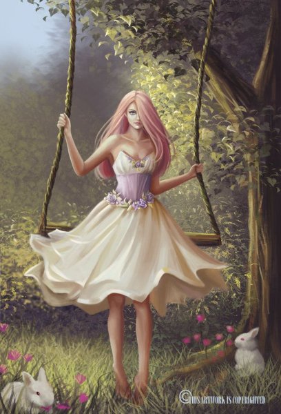 Девушка на качелях