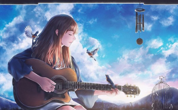 Девушка с электрогитарой арт