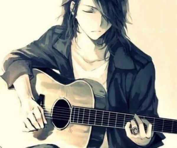 Аниме парень с гитарой