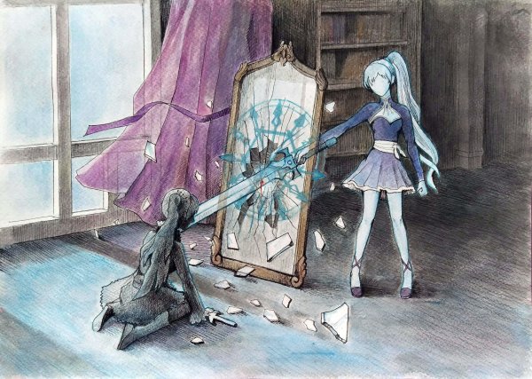 Аниме отражение в зеркале