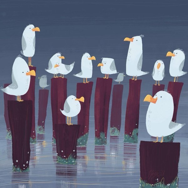 Смешная Чайка в арт иллюстрациях