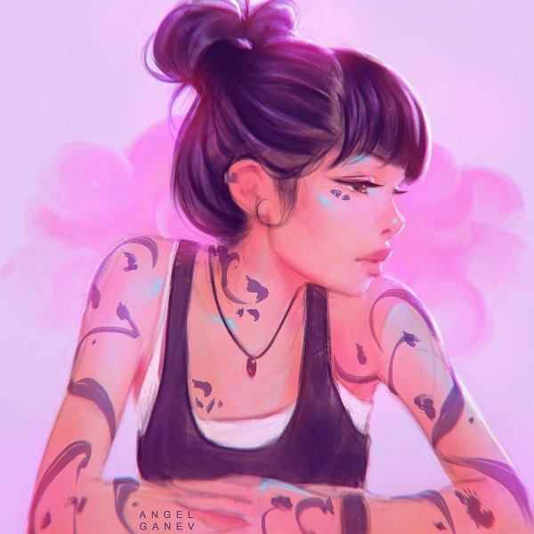 Девушка с татуировкой арт