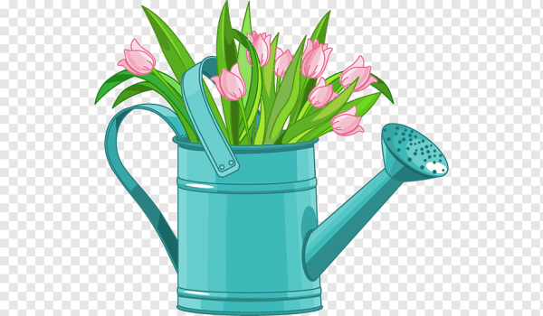 Рисование лейка с цветами