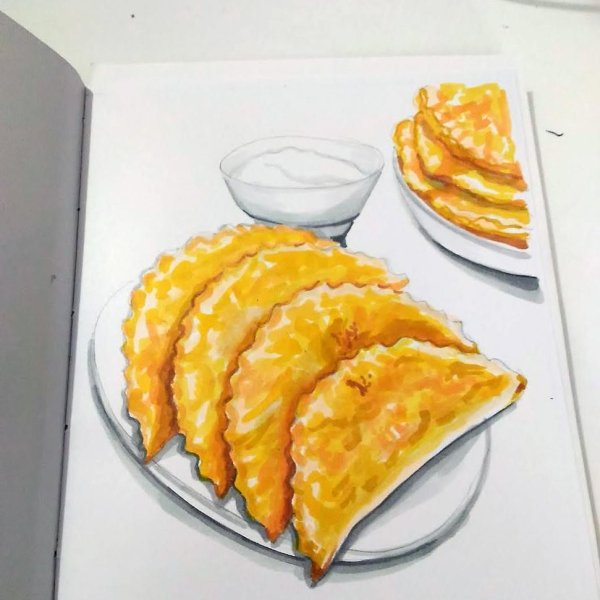 Еда скетч маркерами чебурек