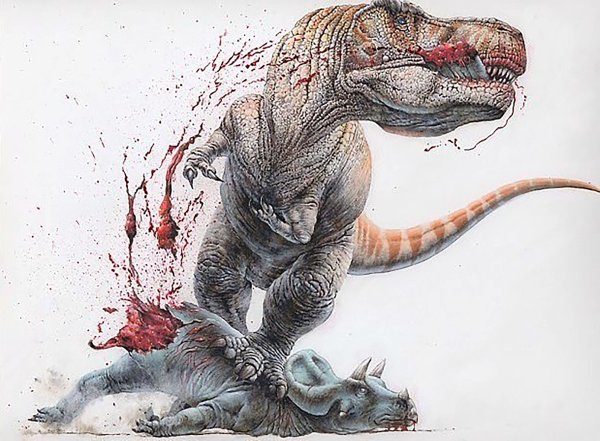 Тираннозавр рекс акварель