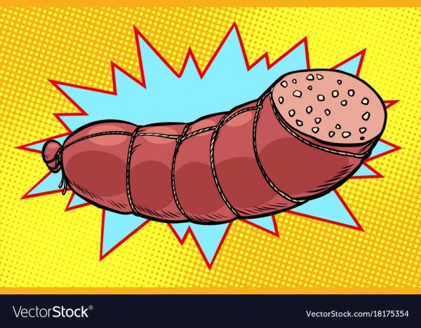 Карикатура колбаска сосиска