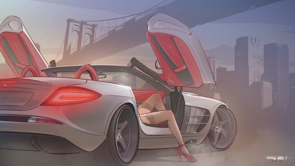 Машина в мультяшном стиле