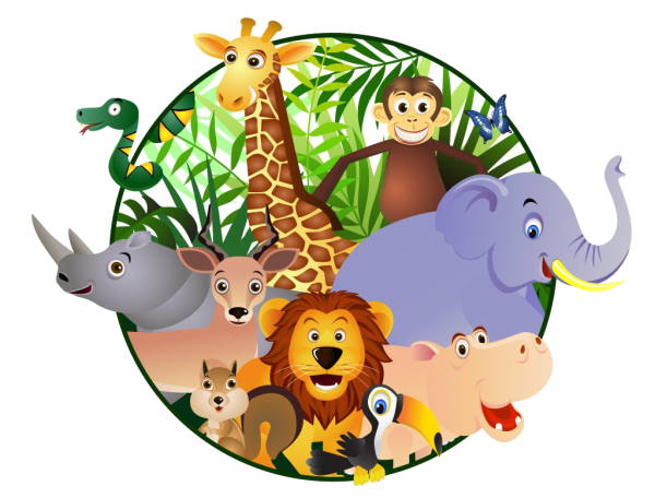 Зоопарк для детей на белом фоне