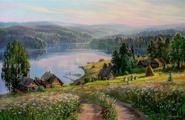 Картины художник любовь Малышева деревня