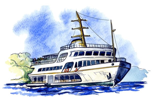 Пароход цветными карандашами