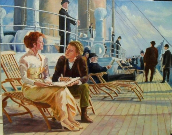 Живопись люди на пароходе