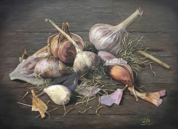 Чеснок живопись