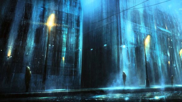 Город под дождем