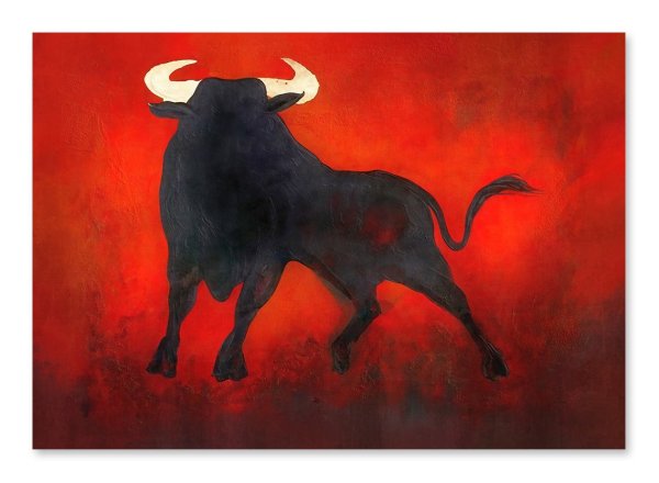 Бык на черном фоне