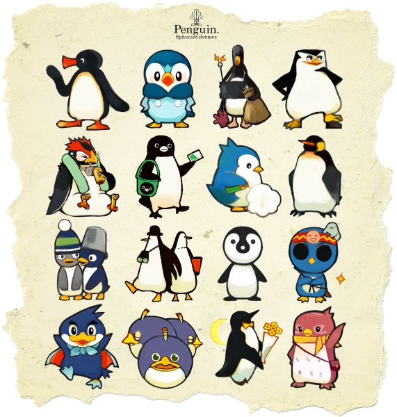 Пингвин в стиле аниме