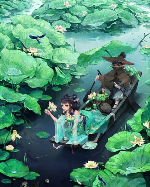 Пруд с лотосами фэнтези