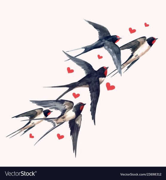 Ласточка акварель