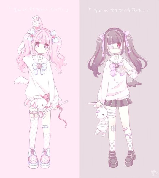 Кавайные аниме девочки в полный рост