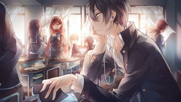 Аниме парень в школе