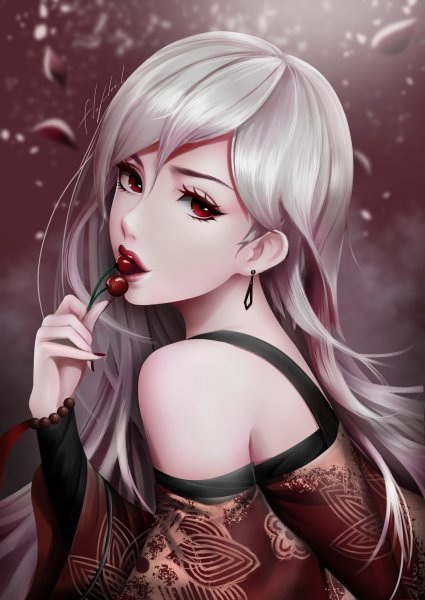 Девушка с белыми волосами